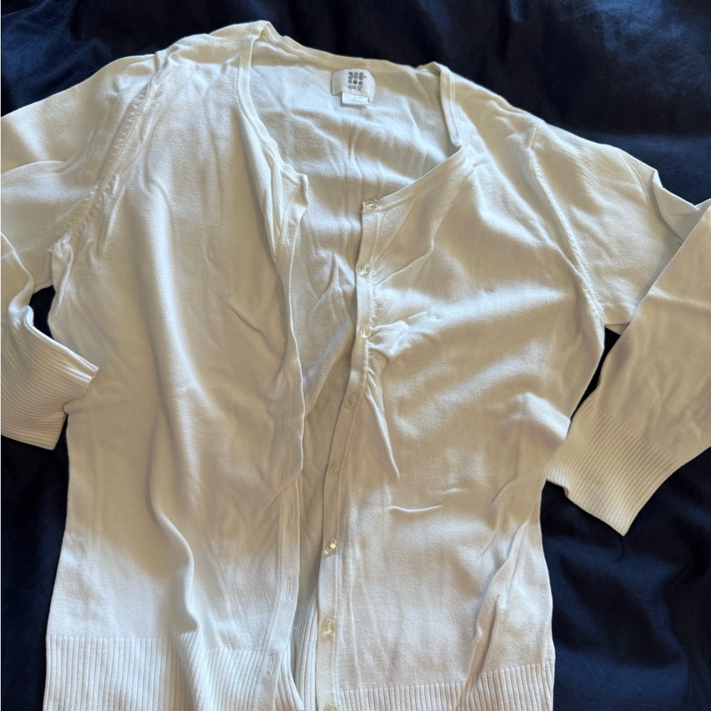 Apt. 9 Women's Cream Button Down Sweater